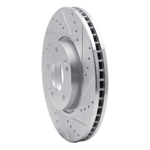 Hyundai TUCSON Brake Rotor (1) - Front Right - R1 Concepts - Drilled & Slotted - Silver - `05-`24